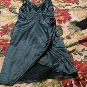 Elegant Teal Satin Dress
